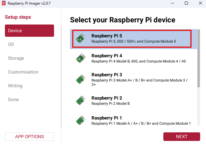 Raspberry Pi 5 selection